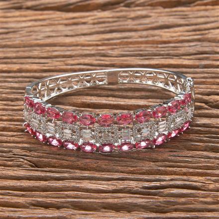 Cubic Zirconia Classic Kada With Rhodium Plating