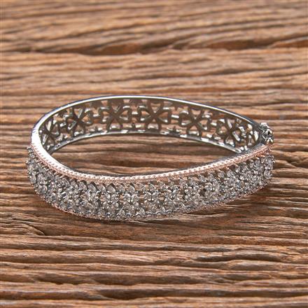 Cubic Zirconia Classic Kada With Black Rose 2 Tone Rhodium Plating