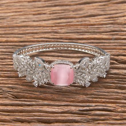 Cubic Zirconia Classic Kada With Rhodium Plating