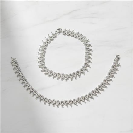 Cubic Zirconia Classic Payal With 2 Tone Rhodium Plating