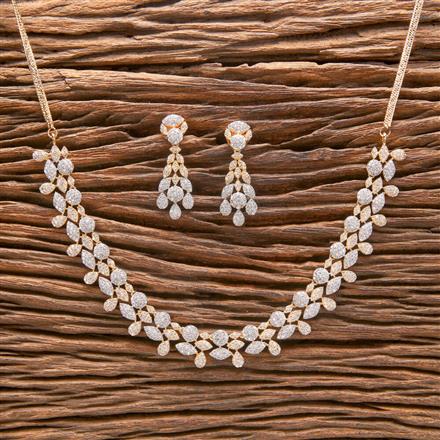 Cubic Zirconia Classic Necklace With Black Rose 2 Tone Rhodium Plating