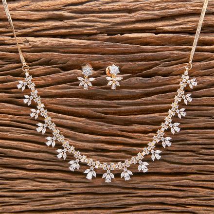 Cubic Zirconia Classic Necklace With Black Rose 2 Tone Rhodium Plating