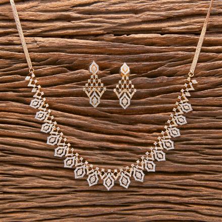 Cubic Zirconia Classic Necklace With Black Rose 2 Tone Rhodium Plating