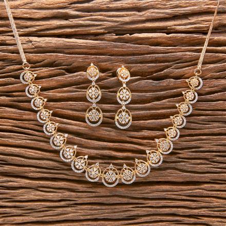 Cubic Zirconia Classic Necklace With 2 Tone Rhodium Plating
