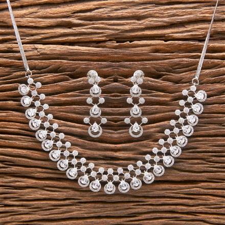 Cubic Zirconia Classic Necklace With 2 Tone Rhodium Plating