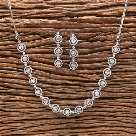 Cubic Zirconia Classic Necklace With 2 Tone Rhodium Plating