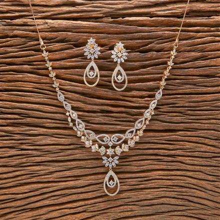 Cubic Zirconia Classic Necklace With 2 Tone Rhodium Plating
