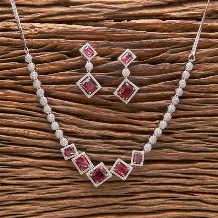 Cubic Zirconia Classic Necklace With Rhodium Plating