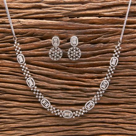 Cubic Zirconia Classic Necklace With 2 Tone Rhodium Plating