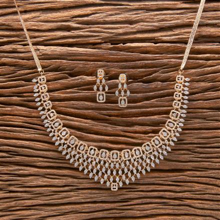 Cubic Zirconia Classic Necklace With 2 Tone Rhodium Plating