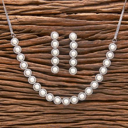 Cubic Zirconia Delicate Necklace With 2 Tone Rhodium Plating