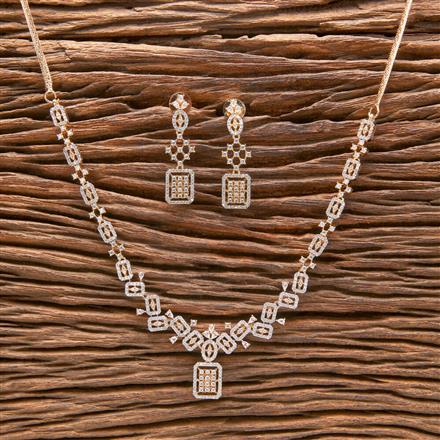 Cubic Zirconia Classic Necklace With 2 Tone Rhodium Plating