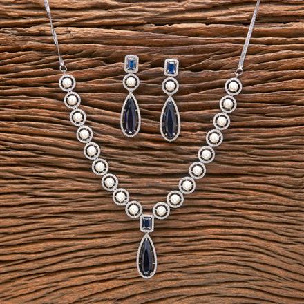 Cubic Zirconia Moti Necklace With Rhodium Plating