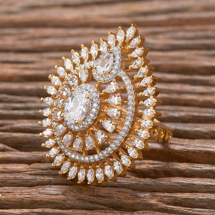 Cubic Zirconia Classic Ring With 2 Tone Rhodium Plating