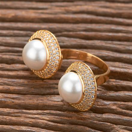 Cubic Zirconia Moti Ring With 2 Tone Rhodium Plating