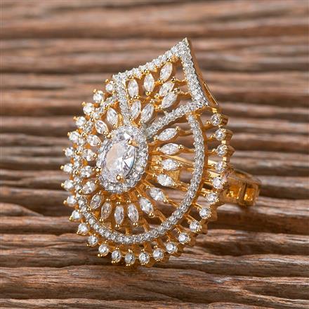 Cubic Zirconia Classic Ring With 2 Tone Rhodium Plating