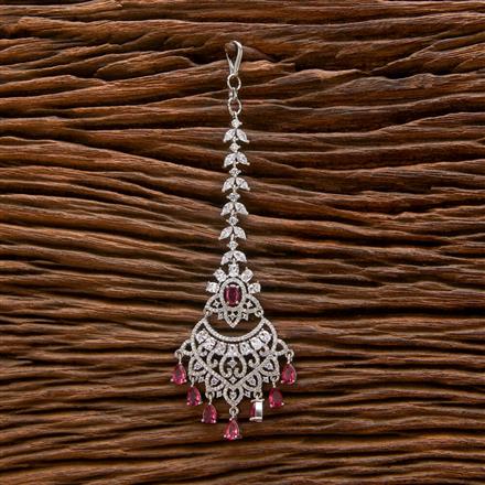 Cubic Zirconia Classic Tikka With Rhodium Plating