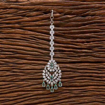 Cubic Zirconia Classic Tikka With Rhodium Plating