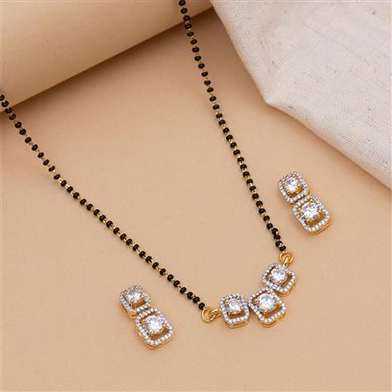 Cubic Zirconia Classic Mangalsutra With 2 Tone Rhodium Plating
