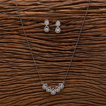 Cubic Zirconia Classic Mangalsutra With 2 Tone Rhodium Plating