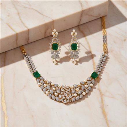 Cubic Zirconia Pearl Necklace With 2 Tone Plating