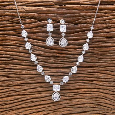 Cubic Zirconia Classic Necklace With Rhodium Plating