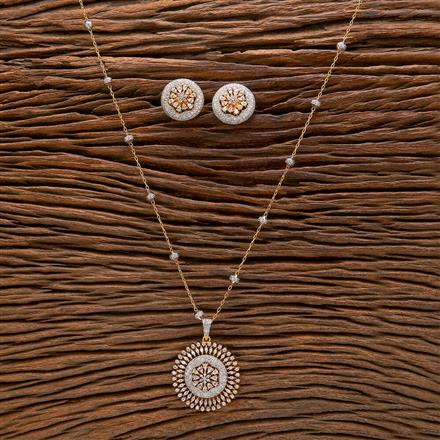 Cubic Zirconia Classic Pendant Set With 2 Tone Plating