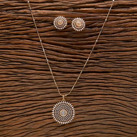 Cubic Zirconia Classic Pendant Set With 2 Tone Plating