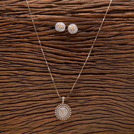 Cubic Zirconia Classic Pendant Set With 2 Tone Plating