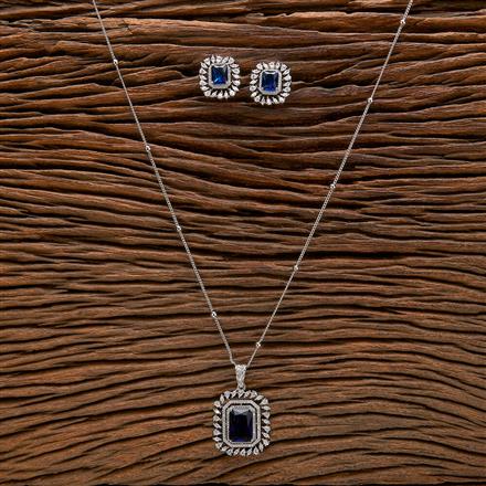 Cubic Zirconia Classic Pendant Set With Rhodium Plating