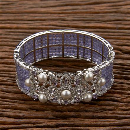 Cubic Zirconia Classic Kada With Rhodium Plating