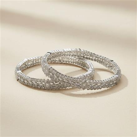 Cubic Zirconia Classic Bangles With 2 Tone Rhodium Plating