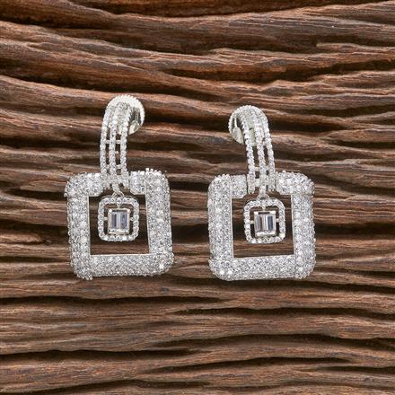 Cubic Zirconia Classic Earring With 2 Tone Rhodium Plating