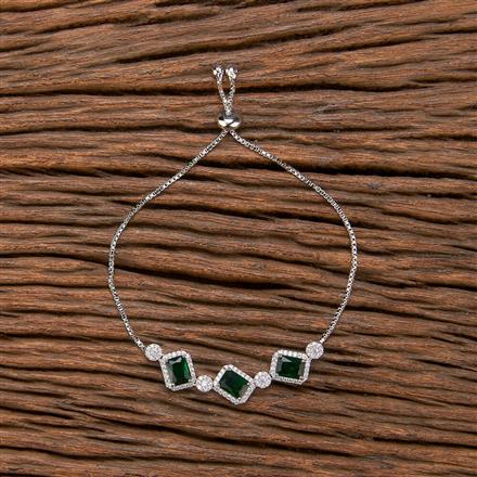 Cubic Zirconia Adjustable Bracelet With Rhodium Plating