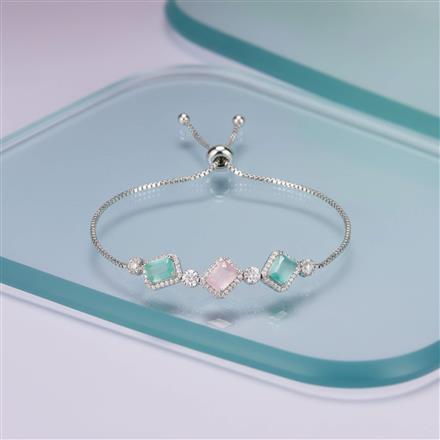 Cubic Zirconia Adjustable Bracelet With Mehndi Plating