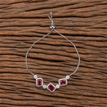 Cubic Zirconia Adjustable Bracelet With Mehndi Plating