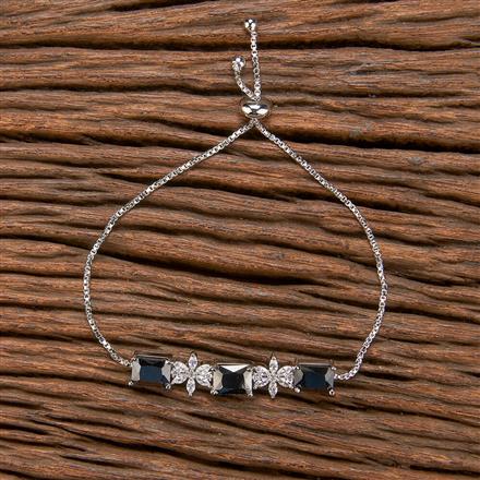 Cubic Zirconia Adjustable Bracelet With Rhodium Plating