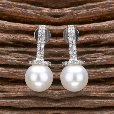 Cubic Zirconia Moti Earring With Rhodium Plating