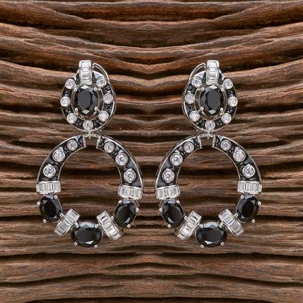 Cubic Zirconia Meenakari Earring With Rhodium Plating
