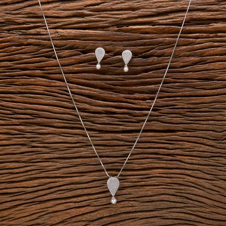 Cubic Zirconia Pearl Pendant Set With Rhodium Plating