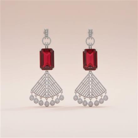 Cubic Zirconia Long Earring With Rhodium Plating