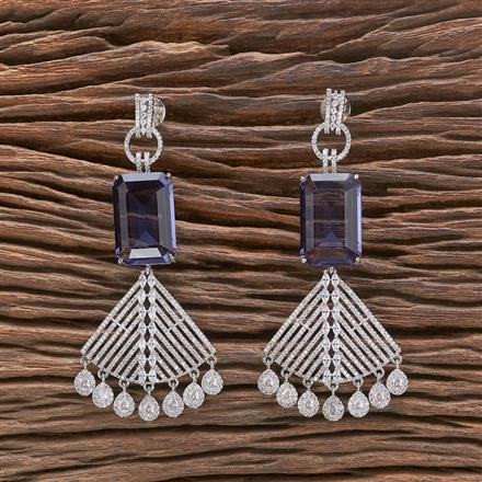 Cubic Zirconia Long Earring With Rhodium Plating