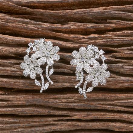 Cubic Zirconia Classic Earring With 2 Tone Rhodium Plating