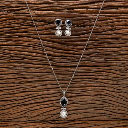 Cubic Zirconia Classic Pendant Set With Rhodium Plating