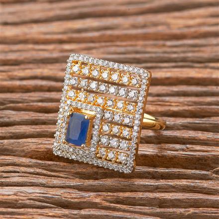 Cubic Zirconia Adjustable Ring With 2 Tone Plating