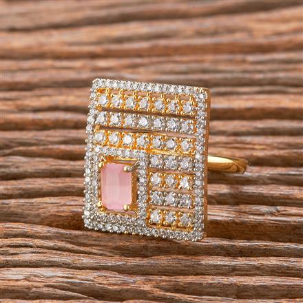 Cubic Zirconia Adjustable Ring With 2 Tone Plating