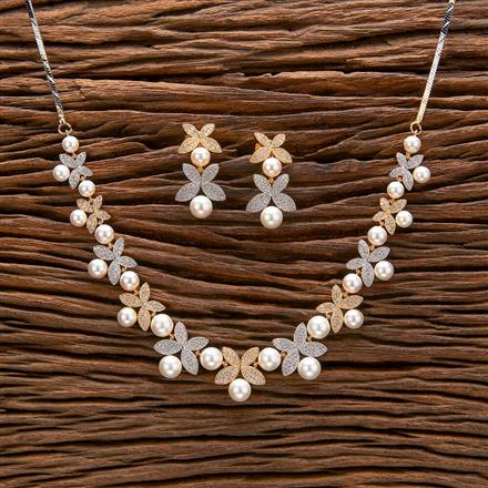 Cubic Zirconia Moti Necklace With Black 2 Tone Rhodium Plating