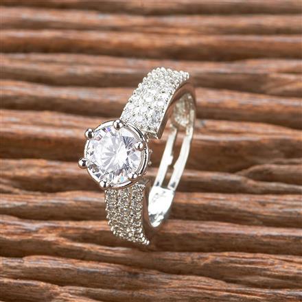 Cubic Zirconia Adjustable Ring With Rhodium Plating