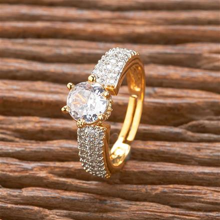 Cubic Zirconia Adjustable Ring With 2 Tone Plating
