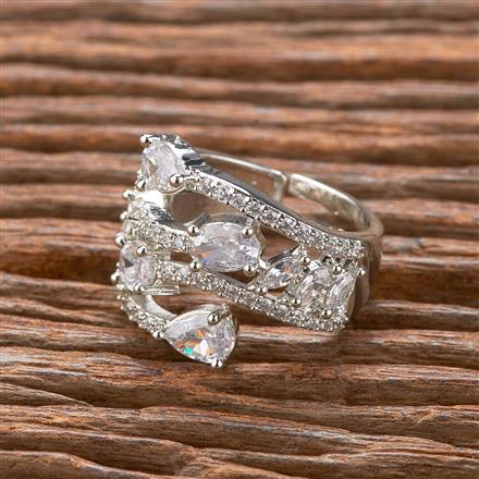 Cz Adjustable Ring With Rhodium Plating